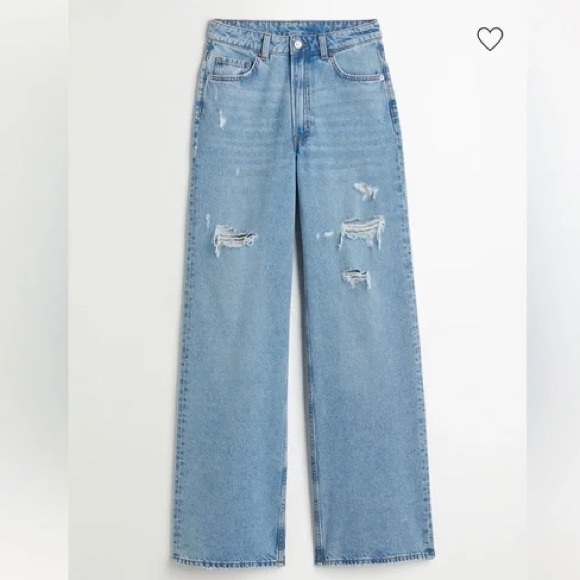 H&M Blue Distressed Wide Leg Jeans - Picture 16 of 16